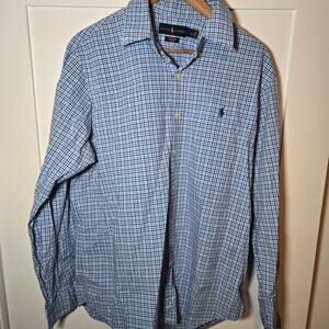 Blue Ralph Lauren Classic Fit 100% Cotton Stretch Poplin Shirt- L